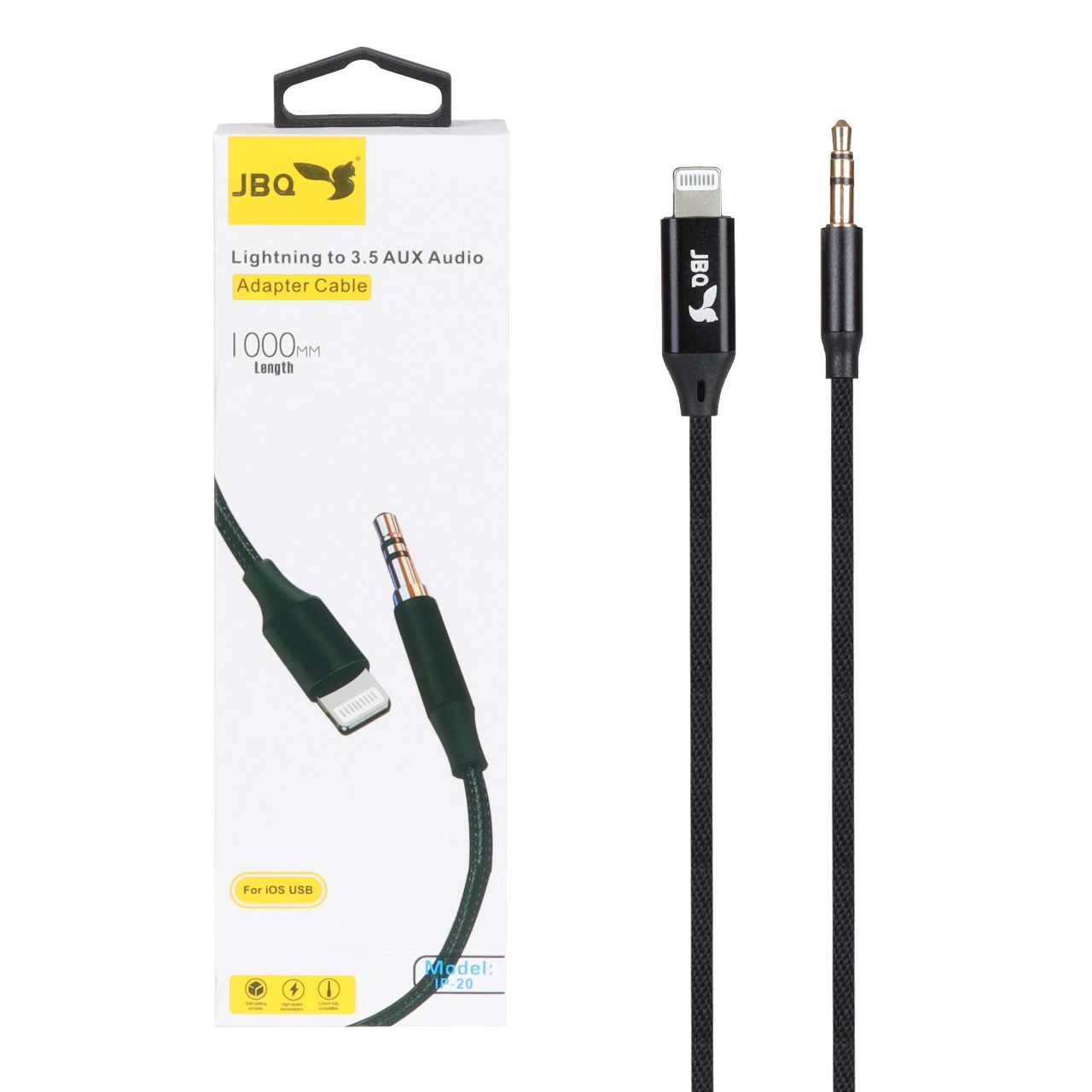 تبدیل JBQ AUX TO Lightning مدل IP-20 - مشکی (گارانتی یکساله رصاصی)